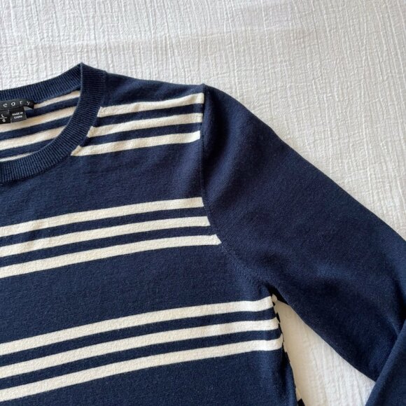 Theory wool sweater striped white blue - Picture 4 of 9